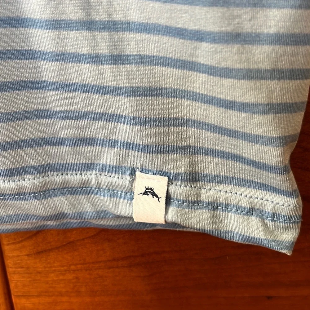 Light blue striped Tommy Bahama active polo